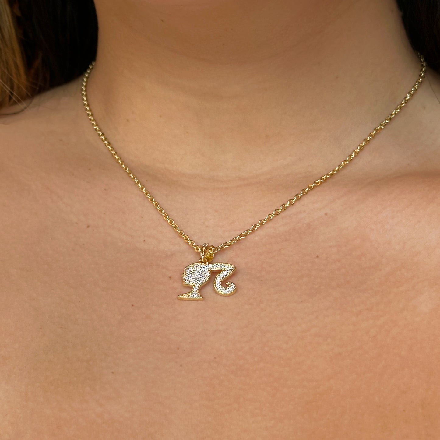 Iced Mini Barbie Necklace (18k Gold Plated)