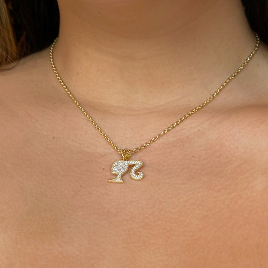 Iced Mini Barbie Necklace (18k Gold Plated)