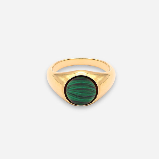 Green Chalcedony Gemstone Ring (18k Gold Plated)