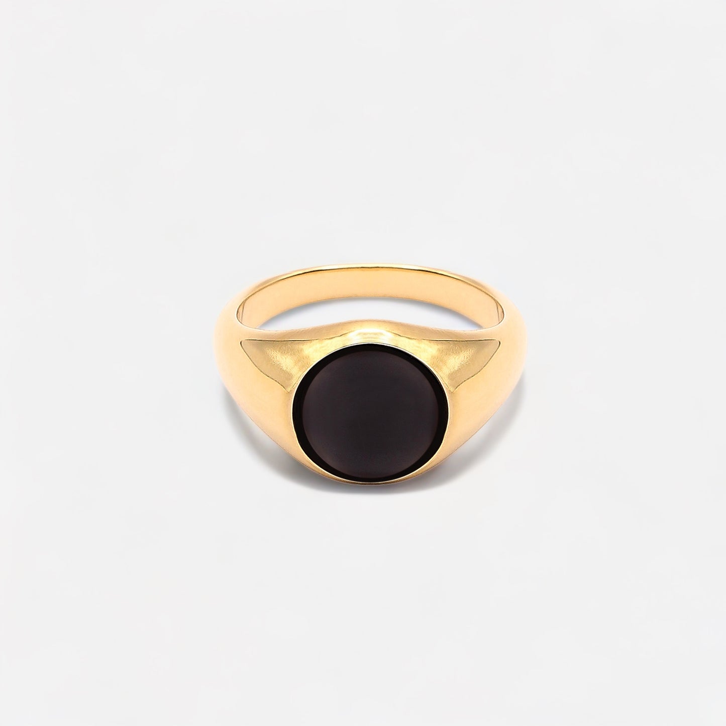 Black Onyx Gemstone Ring (18k Gold Plated)