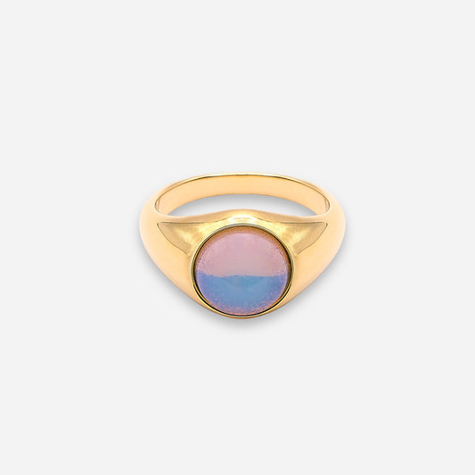 Aqua and Purple Quartz Gemstone Ring (18k Gold Plated)