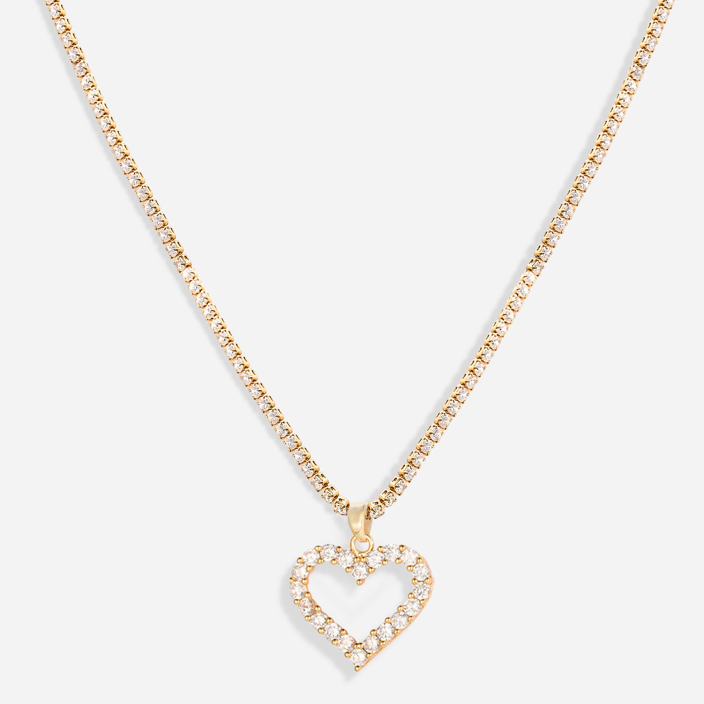 Iced Heart Necklace (18k Gold Plated)