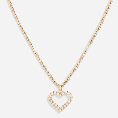 Iced Heart Necklace (18k Gold Plated)