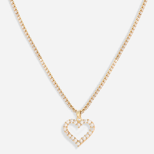 Iced Heart Necklace (18k Gold Plated)