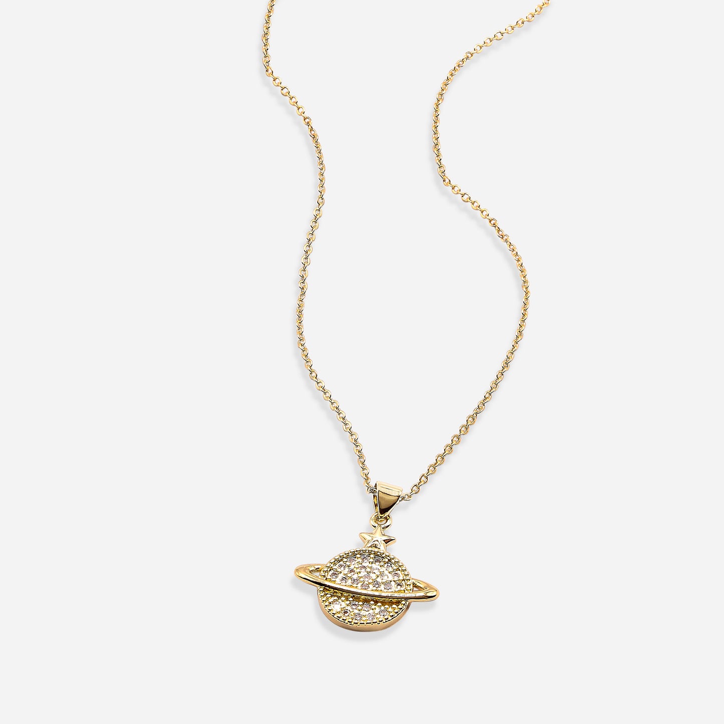 Saturn Planet Necklace (18k Gold Plated)