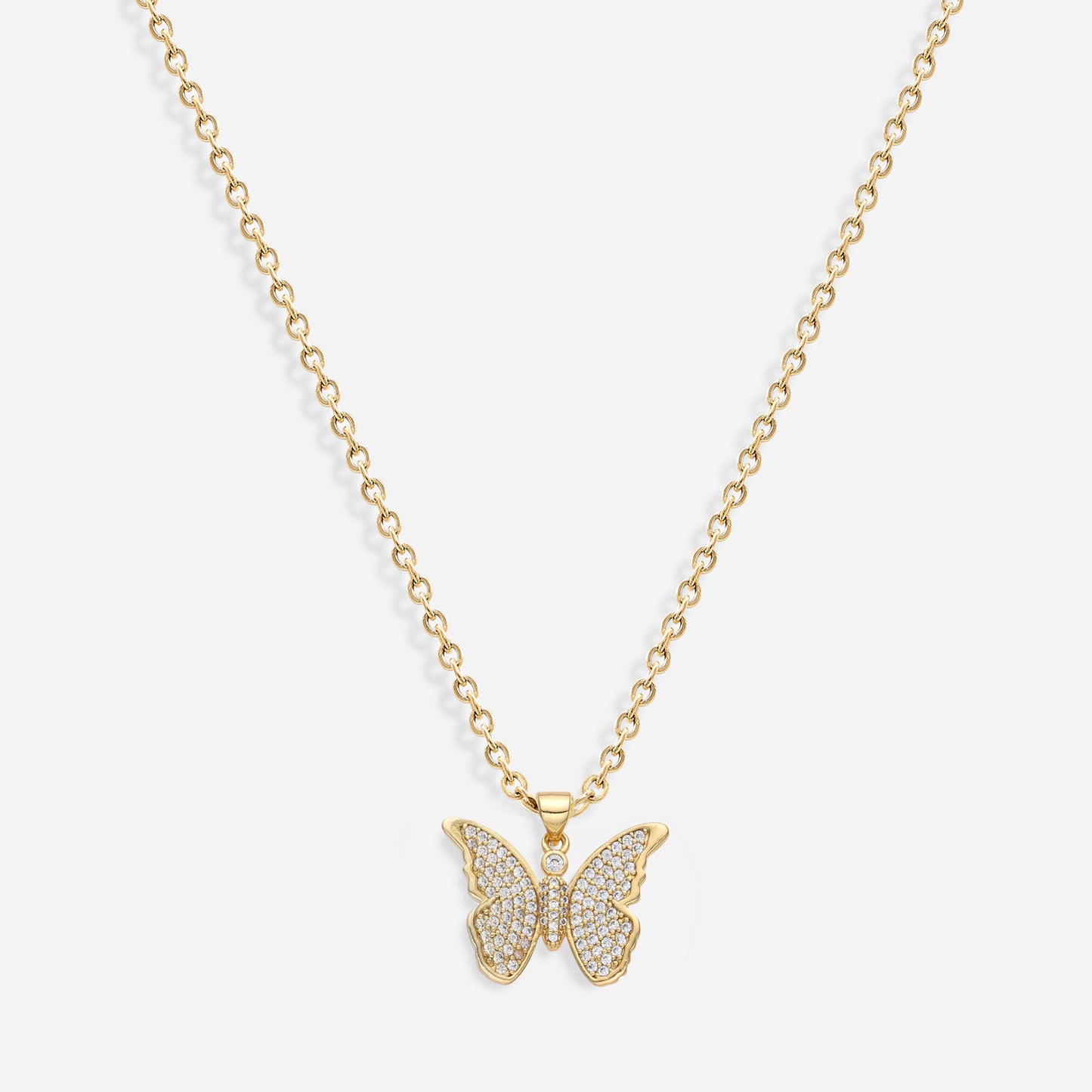 Iced Butterfly Necklace (18k Gold Plated)