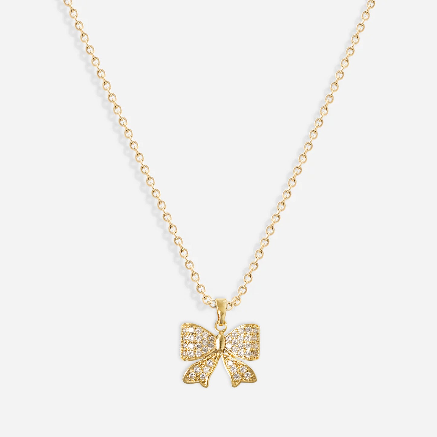 Iced Bow Necklace (18k Gold Plated)