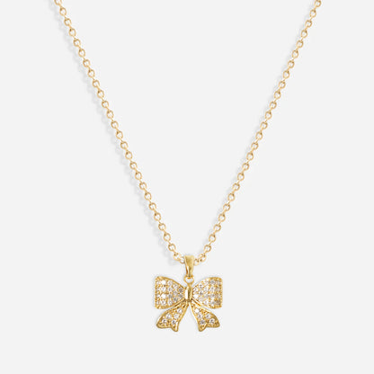 Iced Bow Necklace (18k Gold Plated)