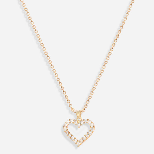 Iced Heart Necklace (18k Gold Plated)