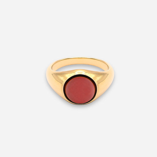 Carnelian Gemstone Ring (18k Gold Plated)