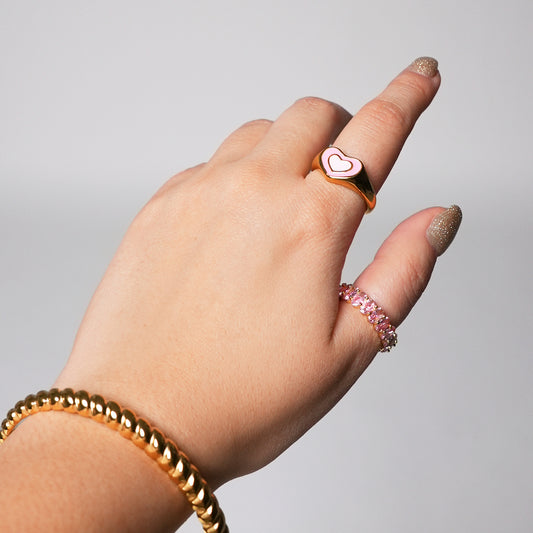 Baby Pink CZ Ring (18k Gold Plated)