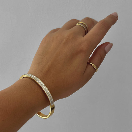 Iced Pave Bangle (18k Gold Plated)