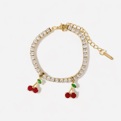 Red Cherry Bracelet (18k Gold Plated)