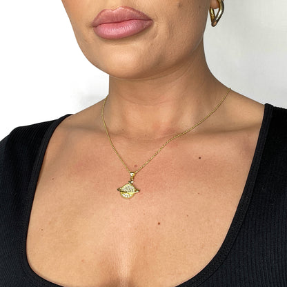 Saturn Planet Necklace (18k Gold Plated)