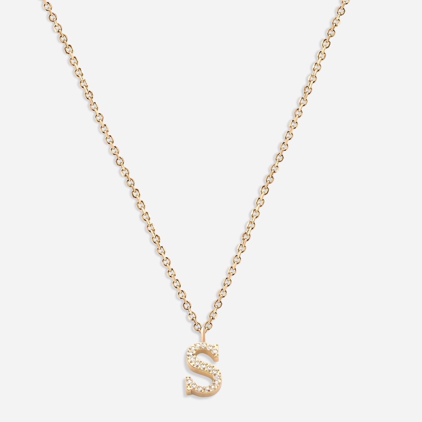 Iced Initial Necklace (18k Gold Plated)