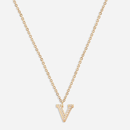 Iced Initial Necklace (18k Gold Plated)