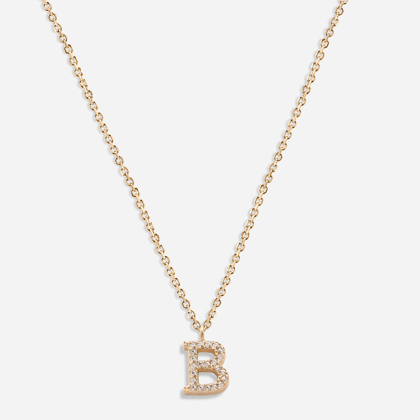 Iced Initial Necklace (18k Gold Plated)