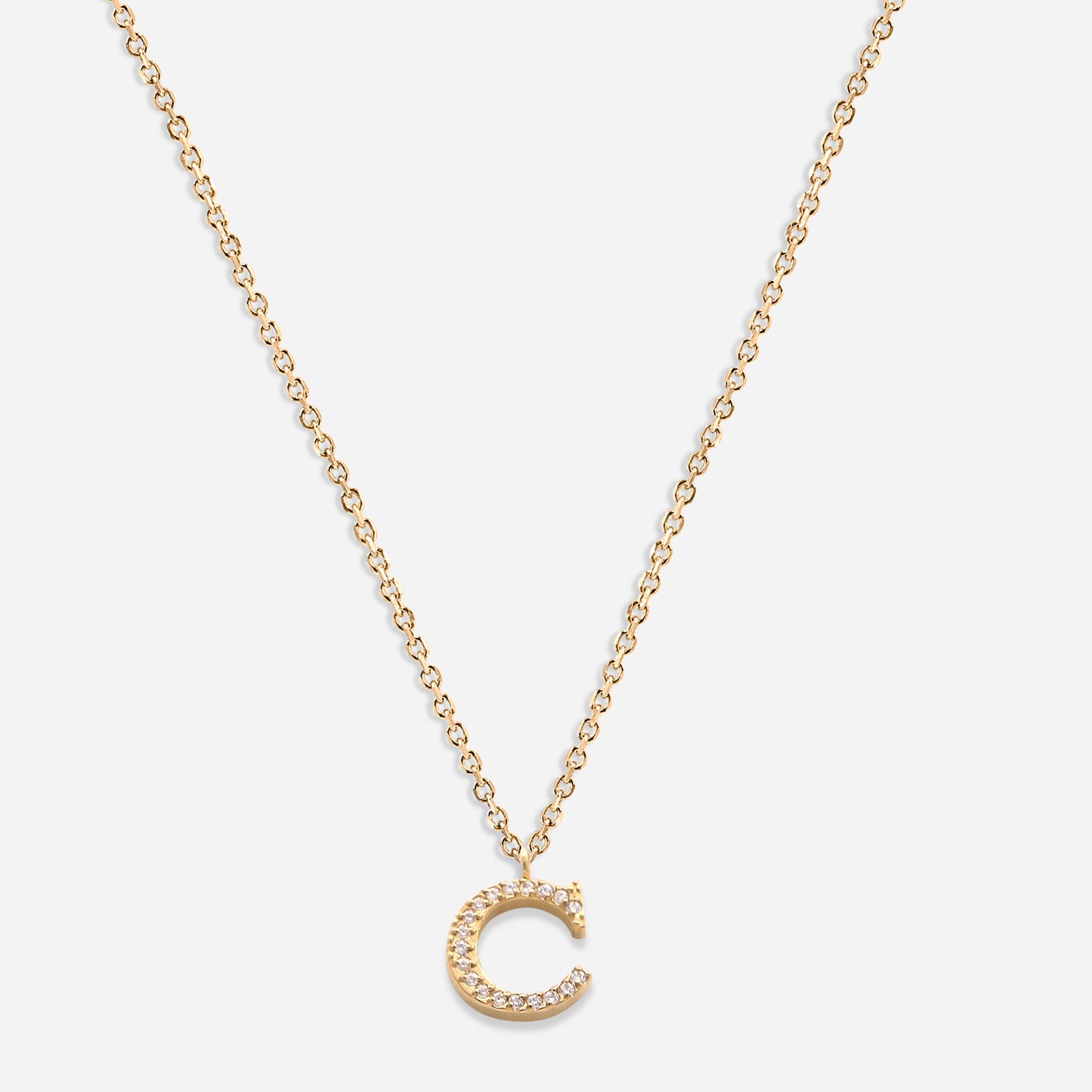 Iced Initial Necklace (18k Gold Plated)