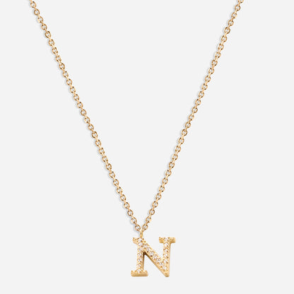 Iced Initial Necklace (18k Gold Plated)